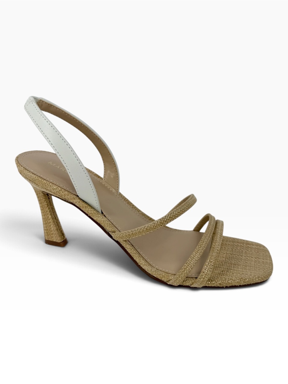 Marc Fisher Women's Nalina Strappy Slingback Stiletto Sandals Natural Woven 8.5M